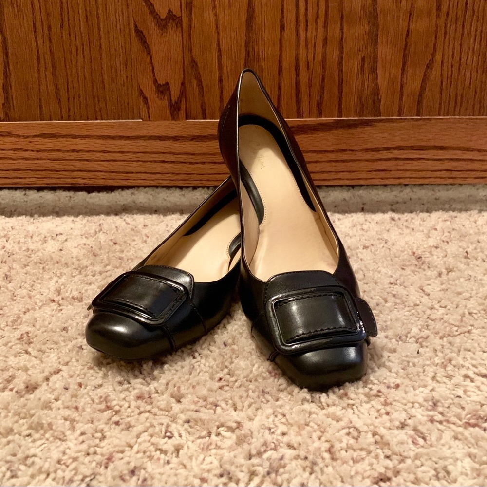 Cole Haan Leather Black Square Toe Size 10